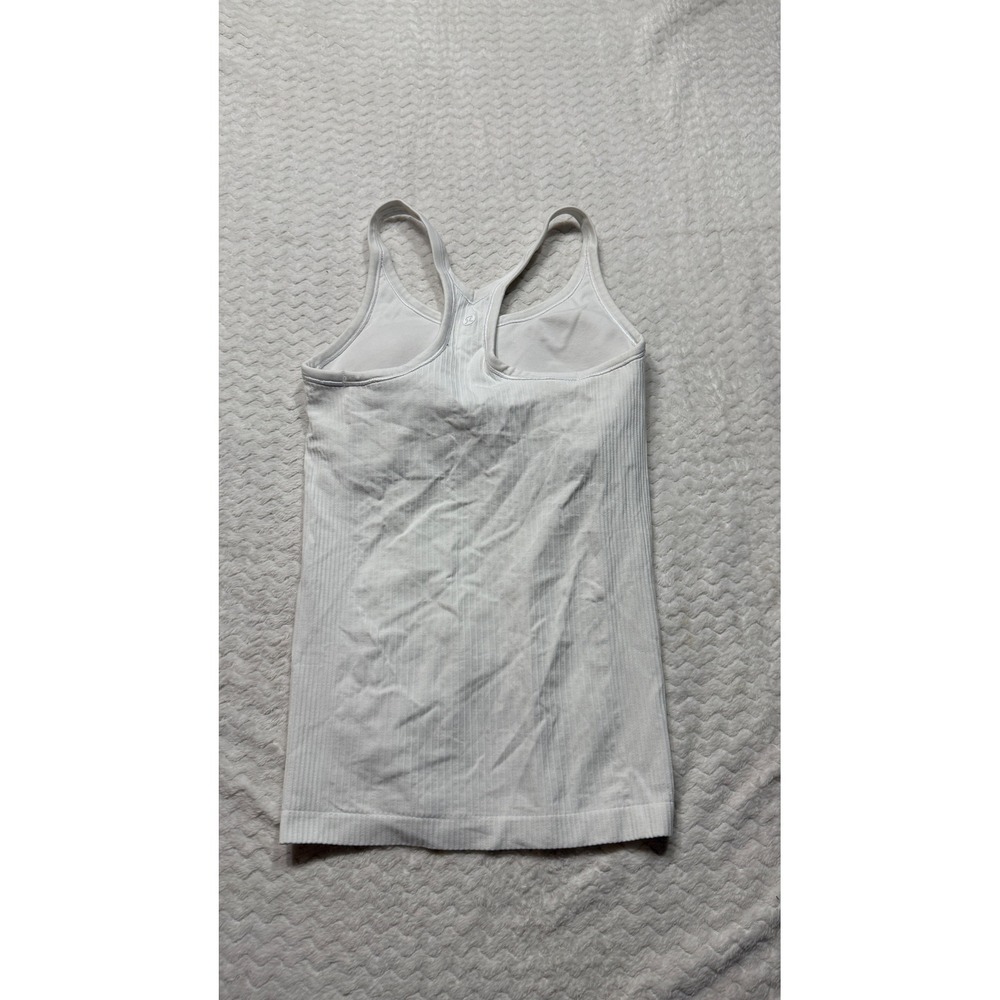 Lululemon Ebb to Street Tank Top White Ribbed Racerback Shelf Bra LW1AX1S 4